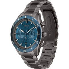 Hugo Boss Santiago Blue Dial Grey Steel Strap Watch for Men - 1513863 Watches Hugo Boss   