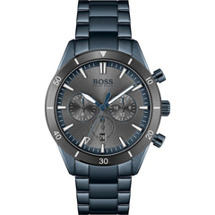 Hugo Boss Santiago Grey Dial Blue Steel Strap Watch for Men - 1513865 Watches Hugo Boss   