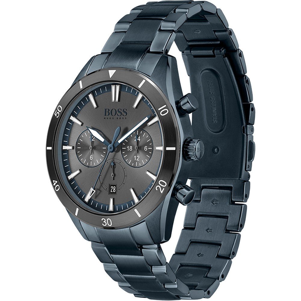 Hugo Boss Santiago Grey Dial Blue Steel Strap Watch for Men - 1513865 Watches Hugo Boss   