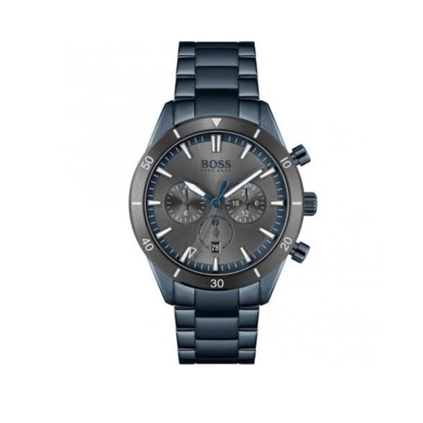 Hugo Boss Santiago Grey Dial Blue Steel Strap Watch for Men - 1513865 Watches Hugo Boss   