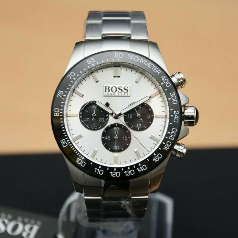 Hugo Boss Ikon White Dial Silver Steel Strap Watch for Men - 1512964 Watches Hugo Boss   