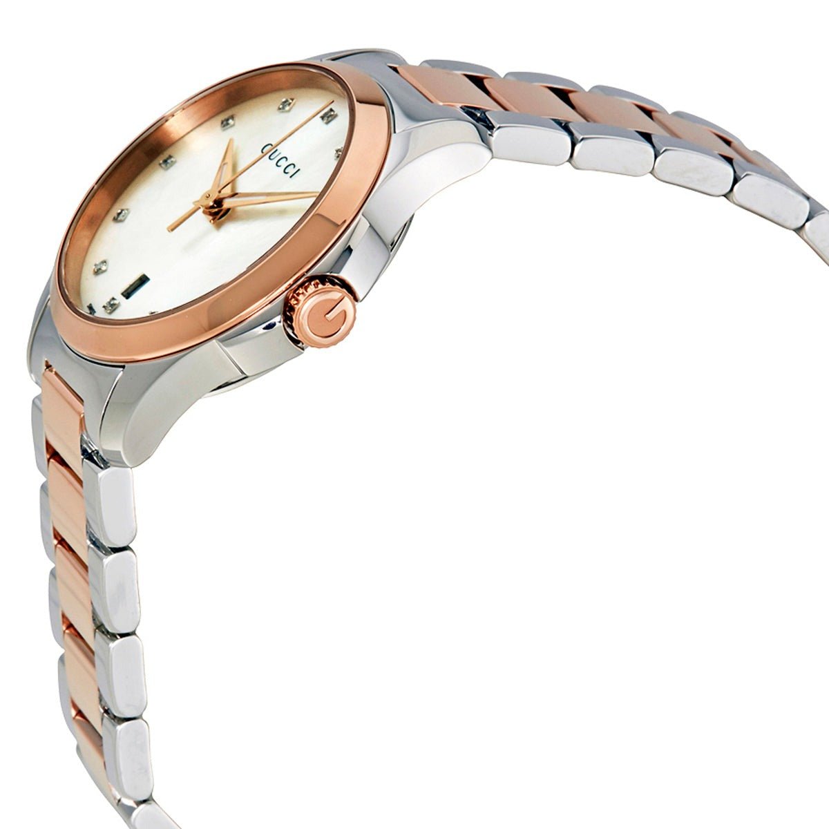 Gucci G Timeless Mother of Pearl Dial Two Tone Steel Strap Watch For Women - YA126544 Watches Gucci   