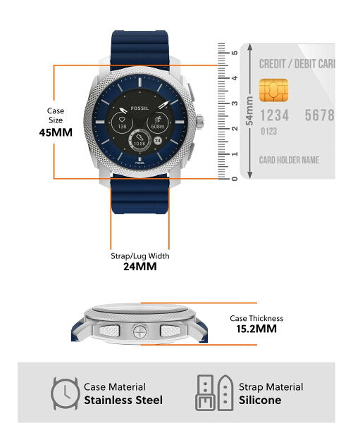 Fossil Machine Chronograph Blue Dial Blue Leather Strap Watch for Men - FS5262 Watches Fossil   