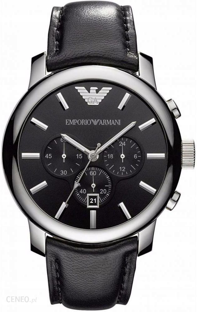 Emporio Armani Classic Chronograph Black Dial Black Leather Strap Watch For Men - AR0431 Watches Emporio Armani   