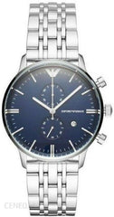 Emporio Armani Gianni Chronograph Blue Dial Silver Stainless Steel Watch For Men - AR80013 Watches Emporio Armani   