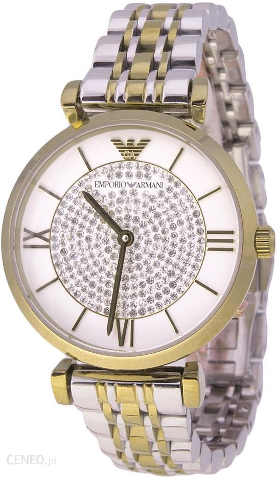 Emporio Armani Gianni T Bar White Dial Two Tone Stainless Steel Watch For Women - AR8031 Watches Emporio Armani   