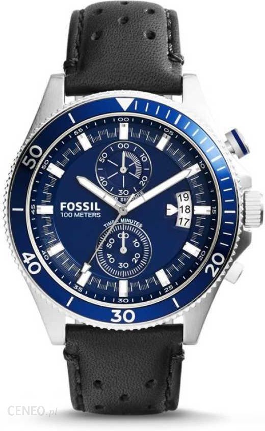 Fossil Wakefield Chronograph Blue Dial Black Leather Strap Watch for Women - CH2945 Watches Fossil   