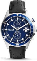 Fossil Wakefield Chronograph Blue Dial Black Leather Strap Watch for Women - CH2945 Watches Fossil   