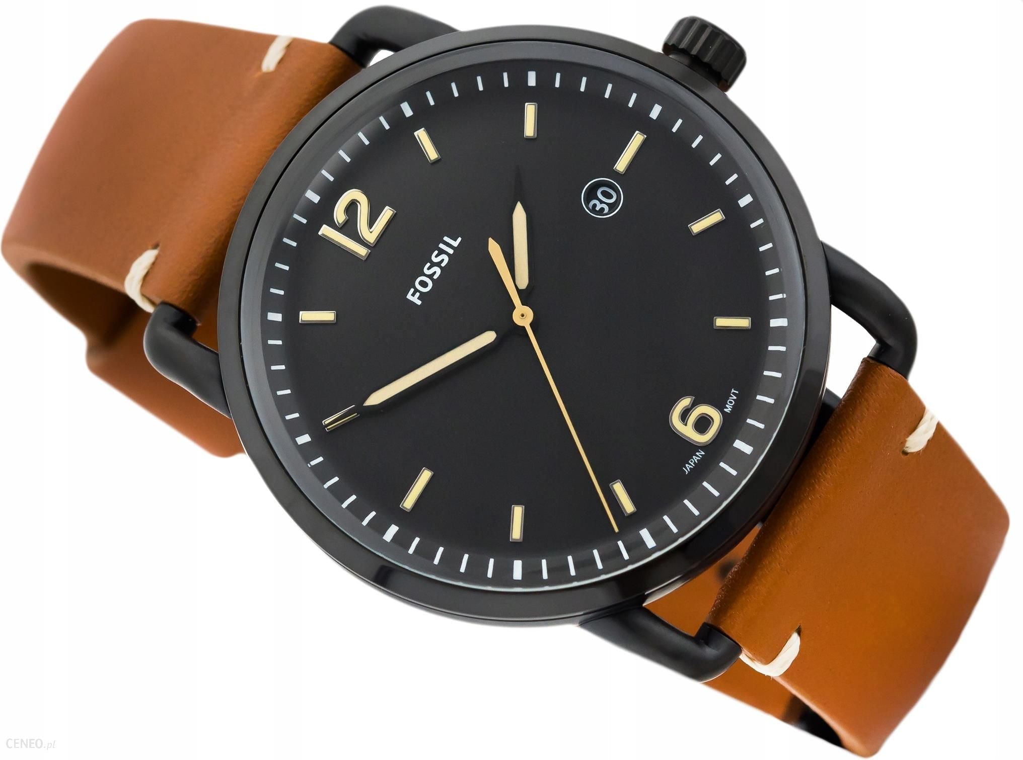 Fossil Commuter Three Hand Date Black Dial Brown Leather Strap Watch for Men - FS5276 Watches Fossil   