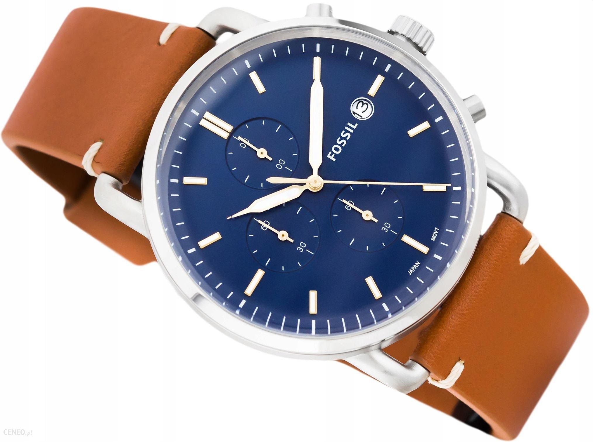 Fossil The Commuter Blue Dial Brown Leather Strap Watch for Men - FS5401 Watches Fossil   