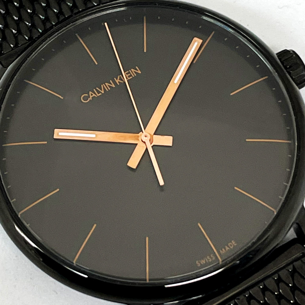 Calvin Klein High Noon Quartz Black Dial Black Mesh Bracelet Watch for Men - K8M21421 Watches Calvin Klein   