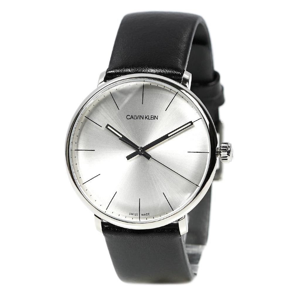 Calvin Klein High Noon Quartz White Dial Black Leather Strap Watch for Men - K8M211C6 Watches Calvin Klein   