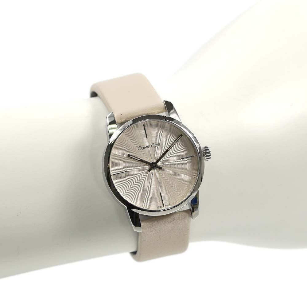 Calvin Klein City White Dial White Leather Strap Watch for Women - K2G231XH Watches Calvin Klein   