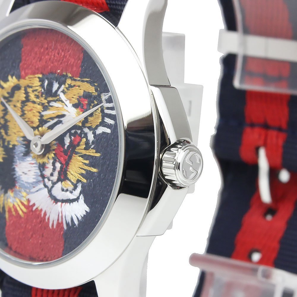 Gucci G Timless Le Marche Des Merveilles Blue & Red Dial Blue & Red Nylon Strap Unisex Watch  - YA126495 Watches Gucci   