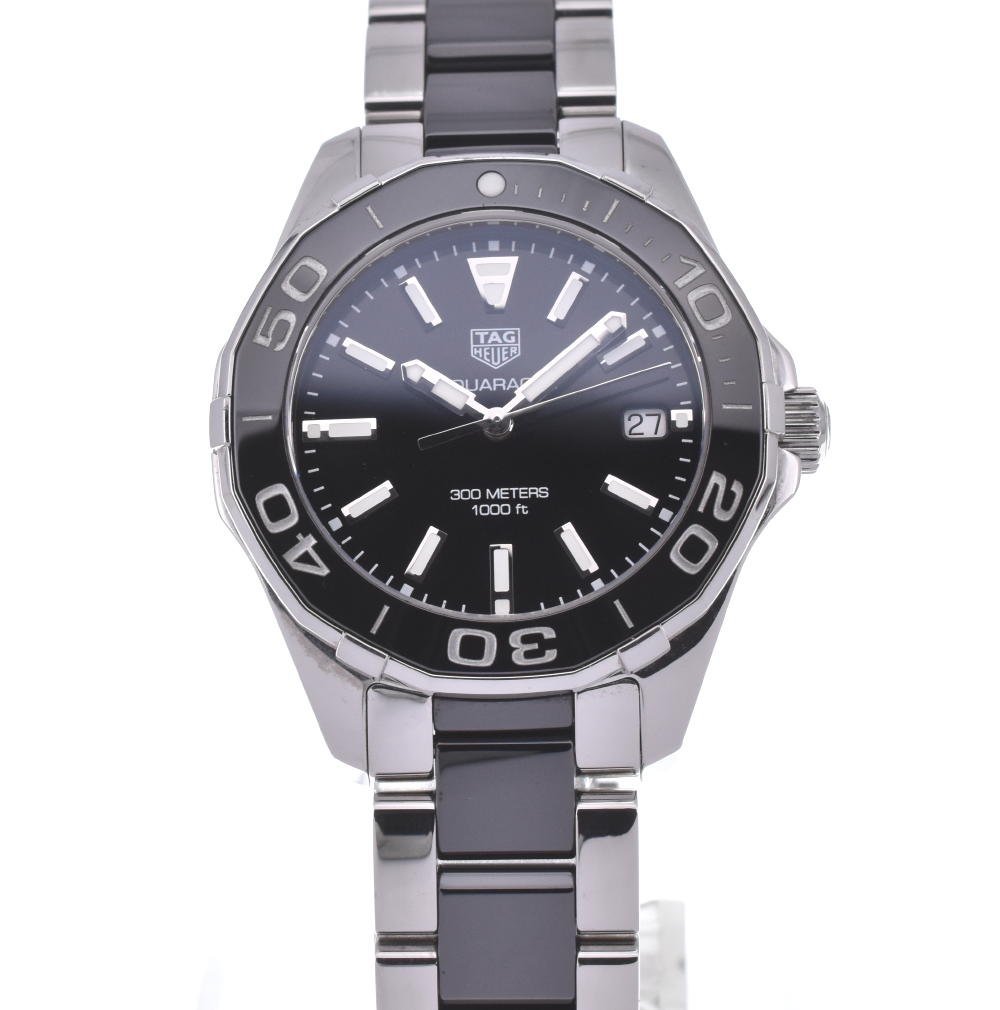 Tag Heuer Aquaracer Quartz 35mm Black Dial Two Tone Steel Strap Watch for Men - WAY131A.BA0913 Watches Tag Heuer   