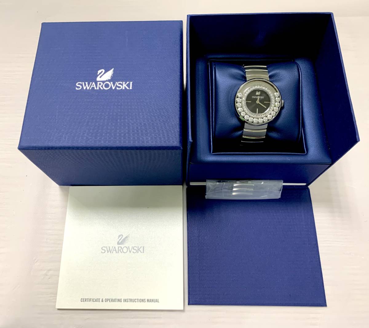 Swarovski Lovely Crystal Black Dial Silver Steel Strap Watch for Women - 1160305 Watches Swarovski   