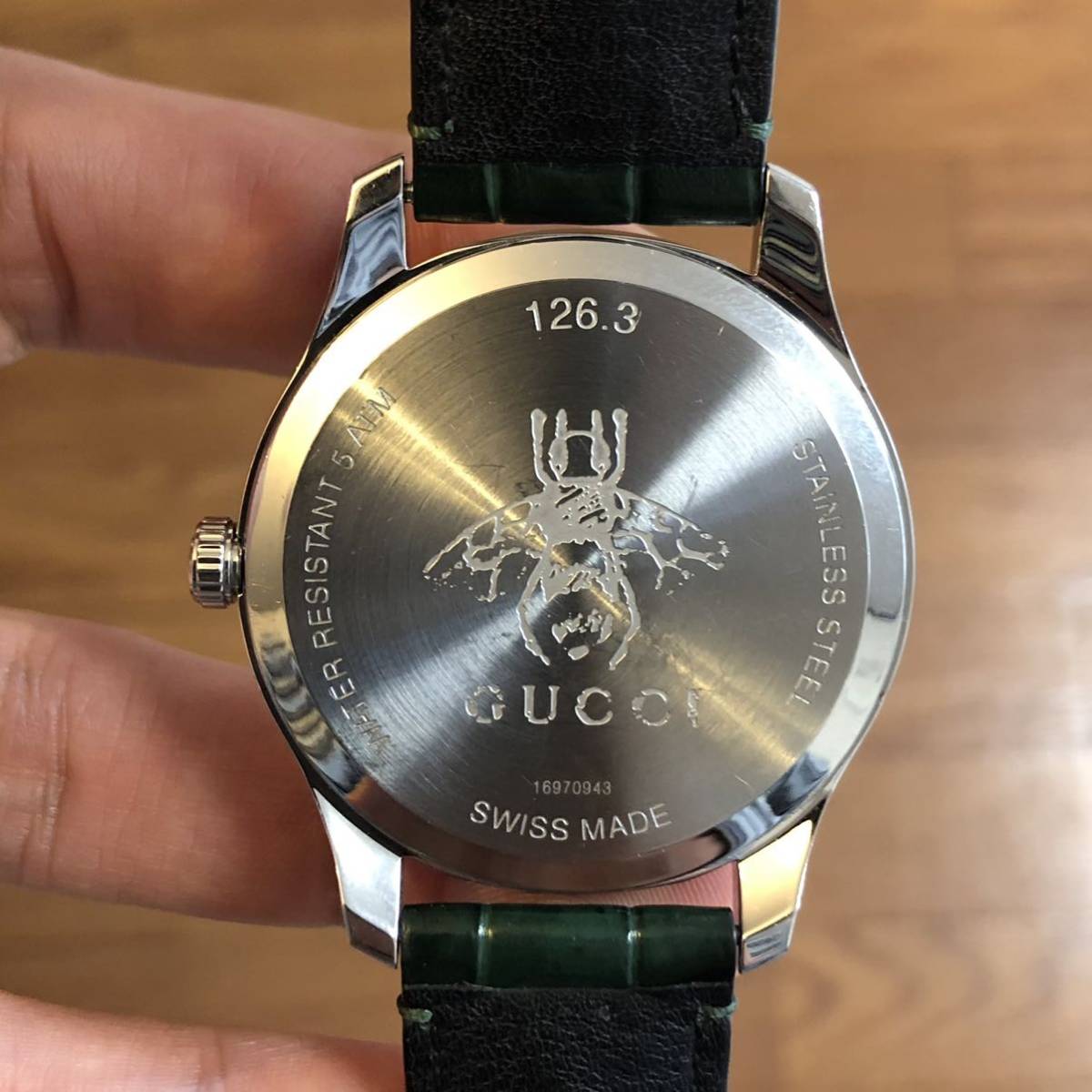 Gucci G-Timeless Black Dial Green Leather Strap Unisex Watch - YA126326 Watches Gucci   