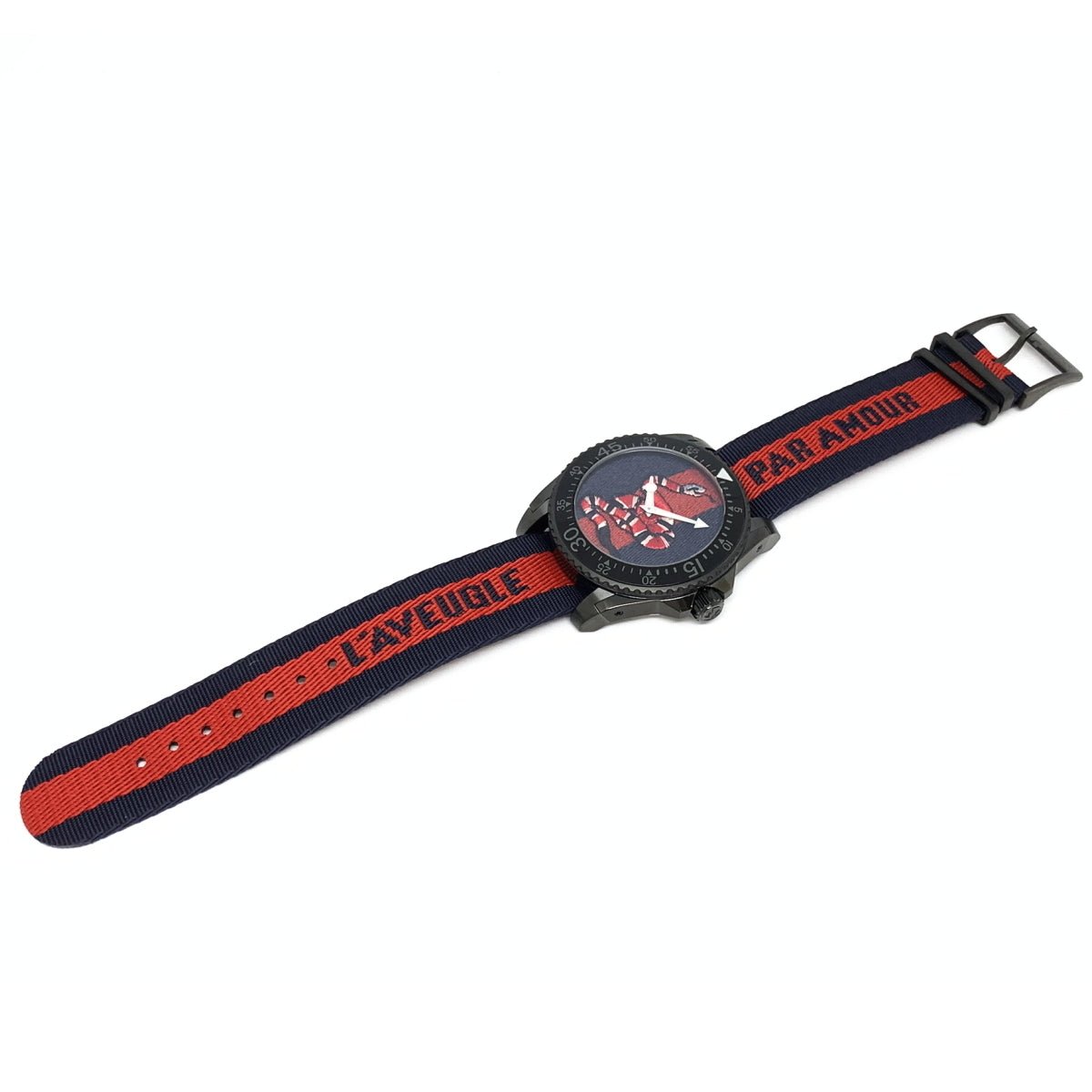 Gucci Dive Blue & Red Dial Blue & Red Nylon Strap Watch For Men - YA136214 Watches Gucci   