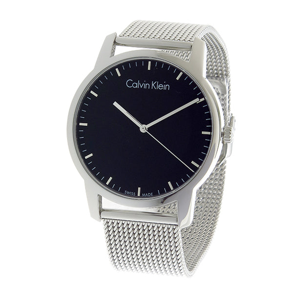 Calvin Klein City Chronograph Black Dial Silver Mesh Bracelet Watch for Men - K2G2G121 Watches Calvin Klein   