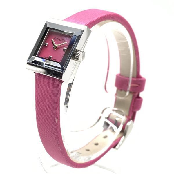 Gucci G-Frame Square Fuchsia Mother of Pearl Dial Fuchsia Leather Strap Watch For Women - YA128533 Watches Gucci   