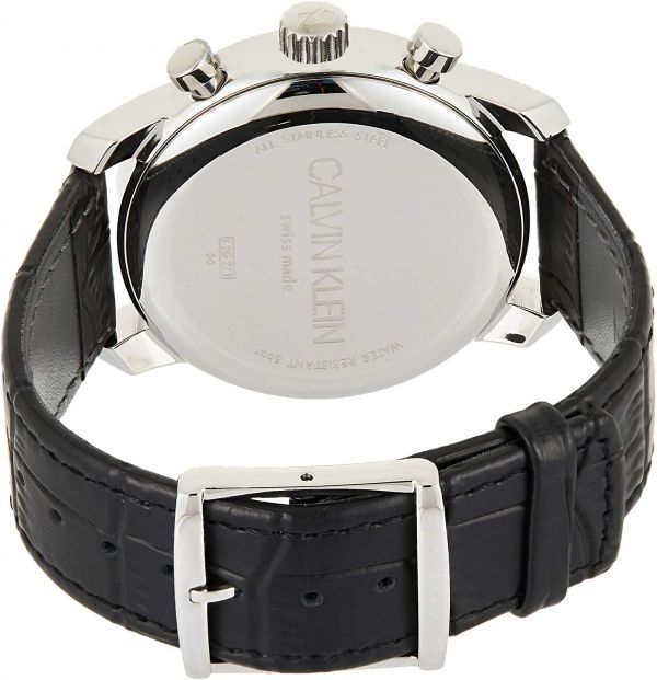 Calvin Klein City Chronograph Black Dial Black Leather Strap Watch for Men - K2G271C3 Watches Calvin Klein   