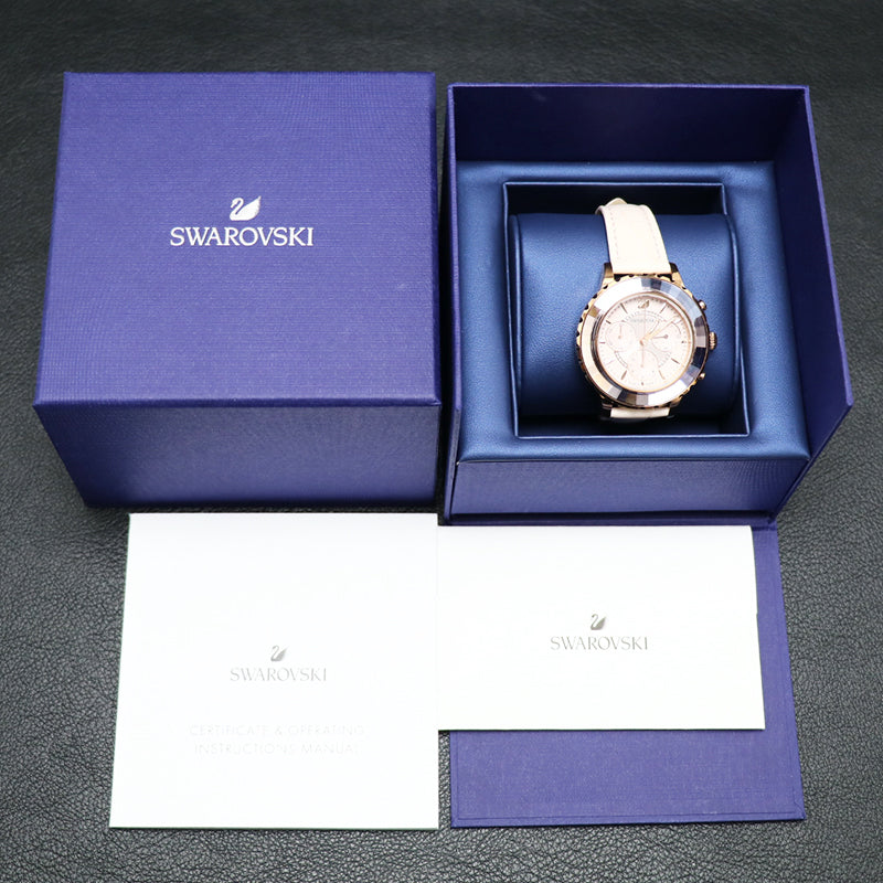 Swarovski Octea Lux Chrono Pink Dial Pink Leather Strap Watch for Women - 5452501 Watches Swarovski   