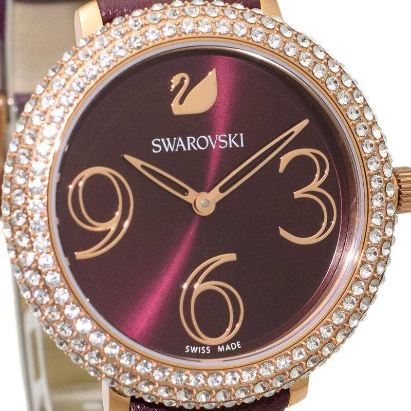 Swarovski Crystal Frost Red Dial Red Leather Strap Watch for Women - 5484064 Watches Swarovski   