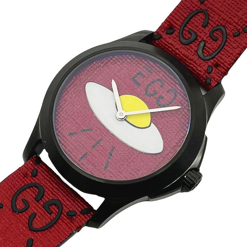 Gucci G Timeless Ghost UFO Red Dial Red Leather Strap Watch For Men - YA1264023 Watches Gucci   