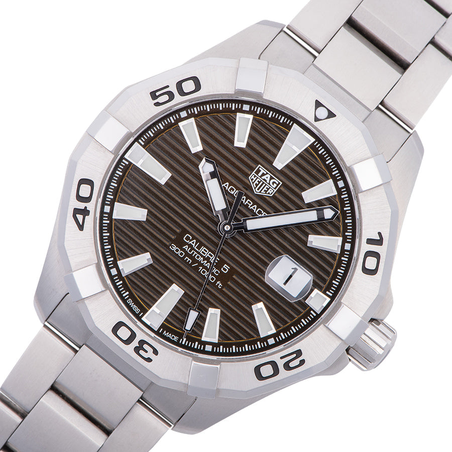 Tag Heuer Aquaracer Calibre 5 Automatic Brown Sunray Dial Silver Steel Strap Watch for Men - WAY2018.BA0927 Watches Tag Heuer   