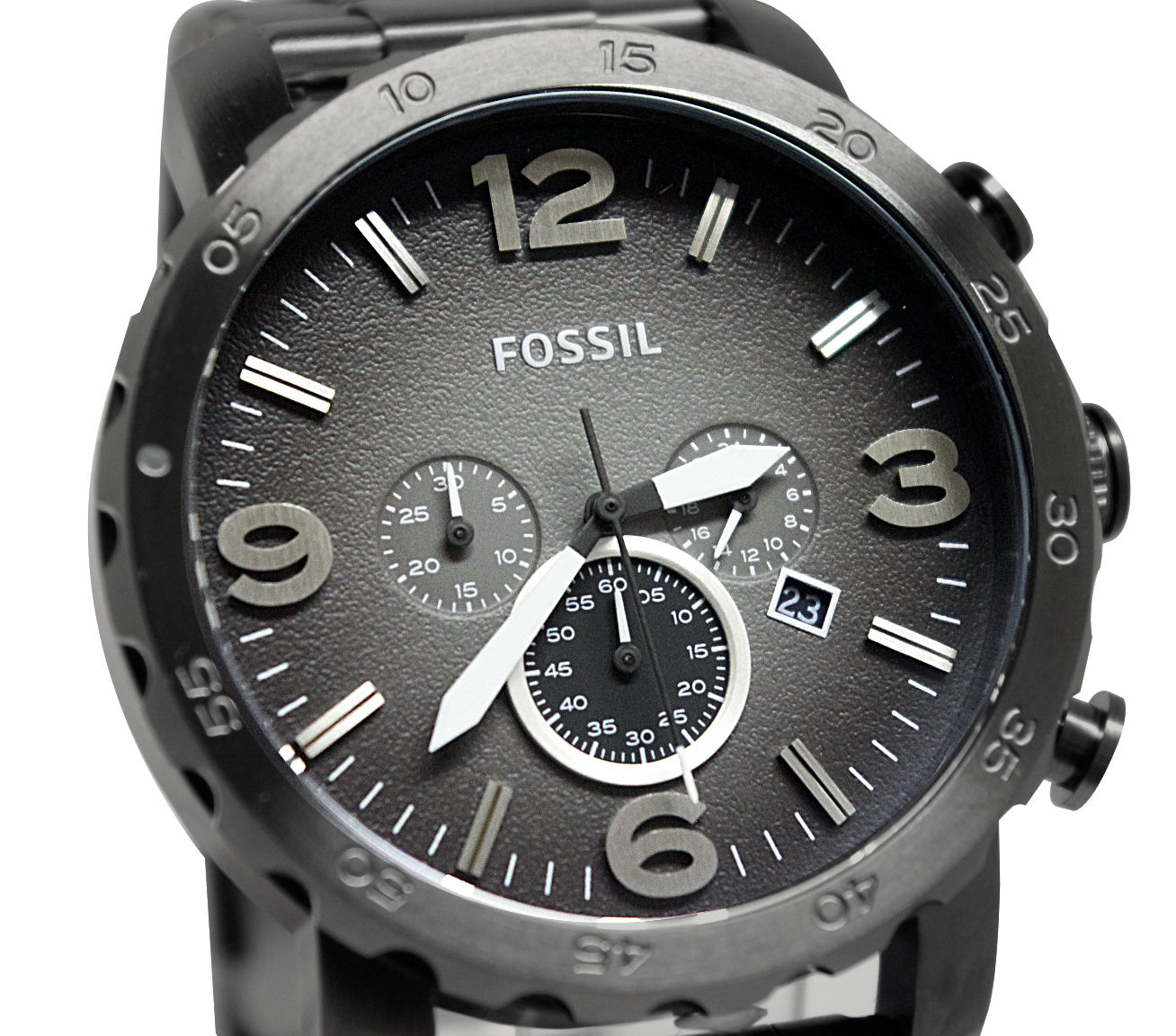 Fossil Nate Chronograph Gunmetal Dial Grey Steel Strap Watch for Men - JR1437 Watches Fossil   