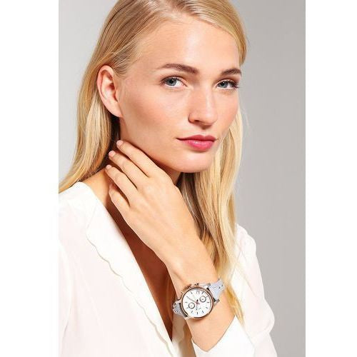 Fossil Original Boyfriend White Dial Light Blue Leather Strap Watch for Women - ES4045 Watches Fossil   