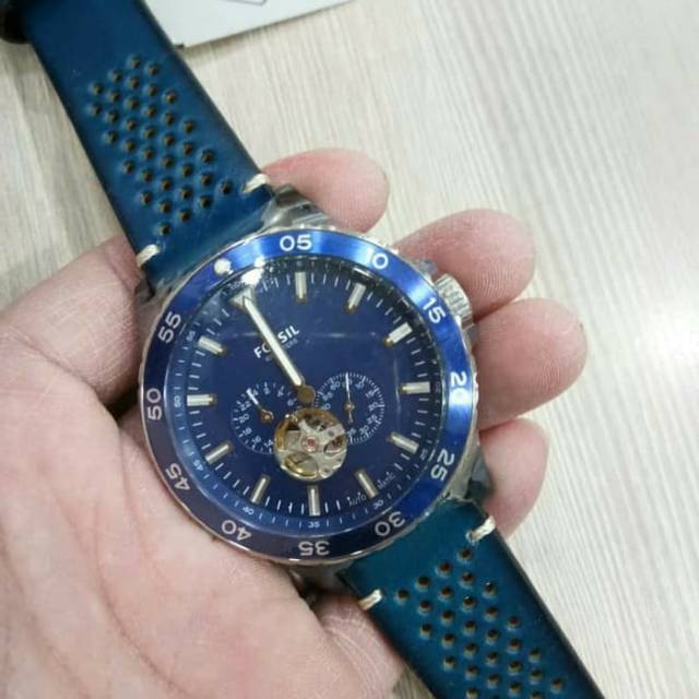 Fossil Crewmaster Sports Automatic Blue Dial Blue Rubber Strap Watch for Men - ME3149 Watches Fossil   