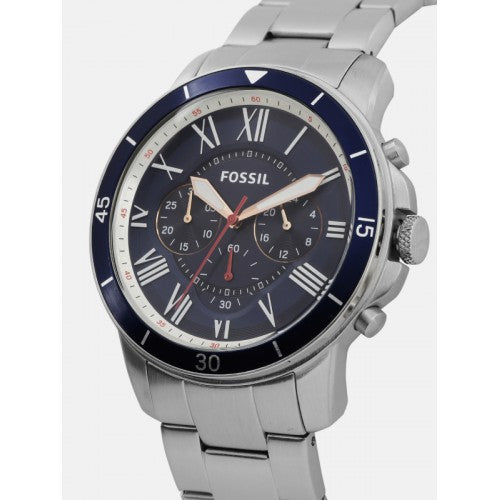 Fossil Grant Sport Chronograph Blue Dial Silver Steel Strap Watch for Men - FS5238 Watches Fossil   