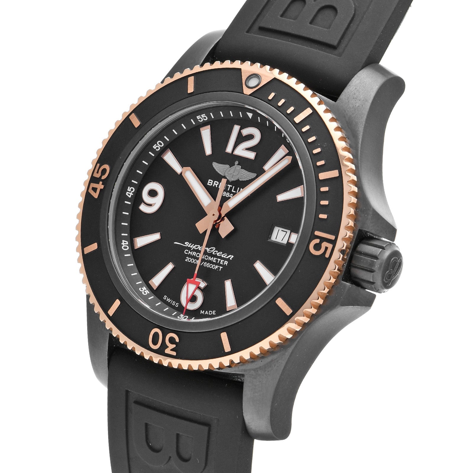 Breitling Superocean Automatic 46mm Black Dial Black Rubber Strap Watch for Men - U17368221B1S1 Watches Breitling   