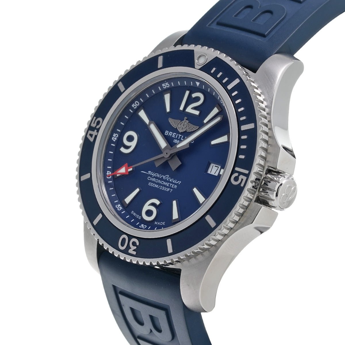 Breitling Superocean 44mm Automatic Blue Dial Blue Rubber Strap Watch for Men - A17367D81C1S2 Watches Breitling   