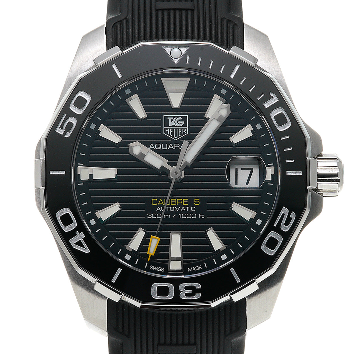 Tag Heuer Aquaracer Calibre 5 Automatic 41mm Black Dial Black Rubber Strap Watch for Men -  WAY211A.FT6151 Watches Tag Heuer   