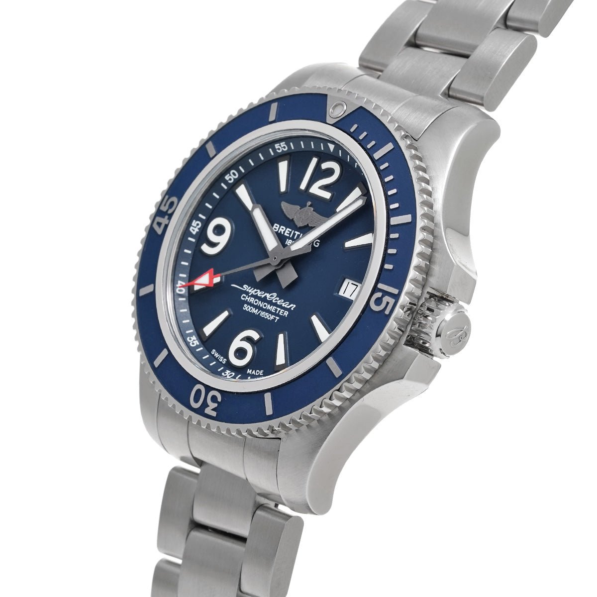 Breitling Superocean Automatic 42mm Blue Dial Silver Steel Strap Watch for Men - A17366D81C1A1 Watches Breitling   