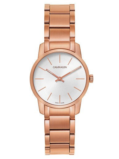 Calvin Klein City White Mother of Pearl Dial Rose Gold Steel Strap Watch for Women - K2G23646 Watches Calvin Klein   