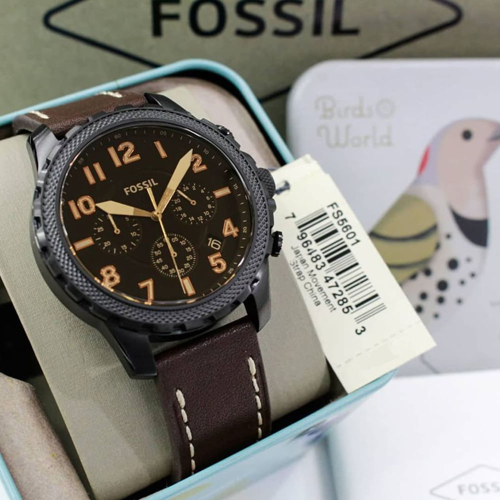 Fossil Bowman Chronograph Brown Dial Brown Leather Strap Watch for Men - FS5601 Watches Fossil   