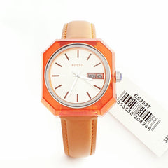 Fossil Candy White Dial Brown Leather Strap Watch for Women - ES3537 Watches Fossil   