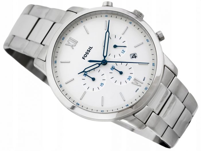 Fossil Neutra Chronograph White Dial Silver Steel Strap Watch for Men - FS5433 Watches Fossil   