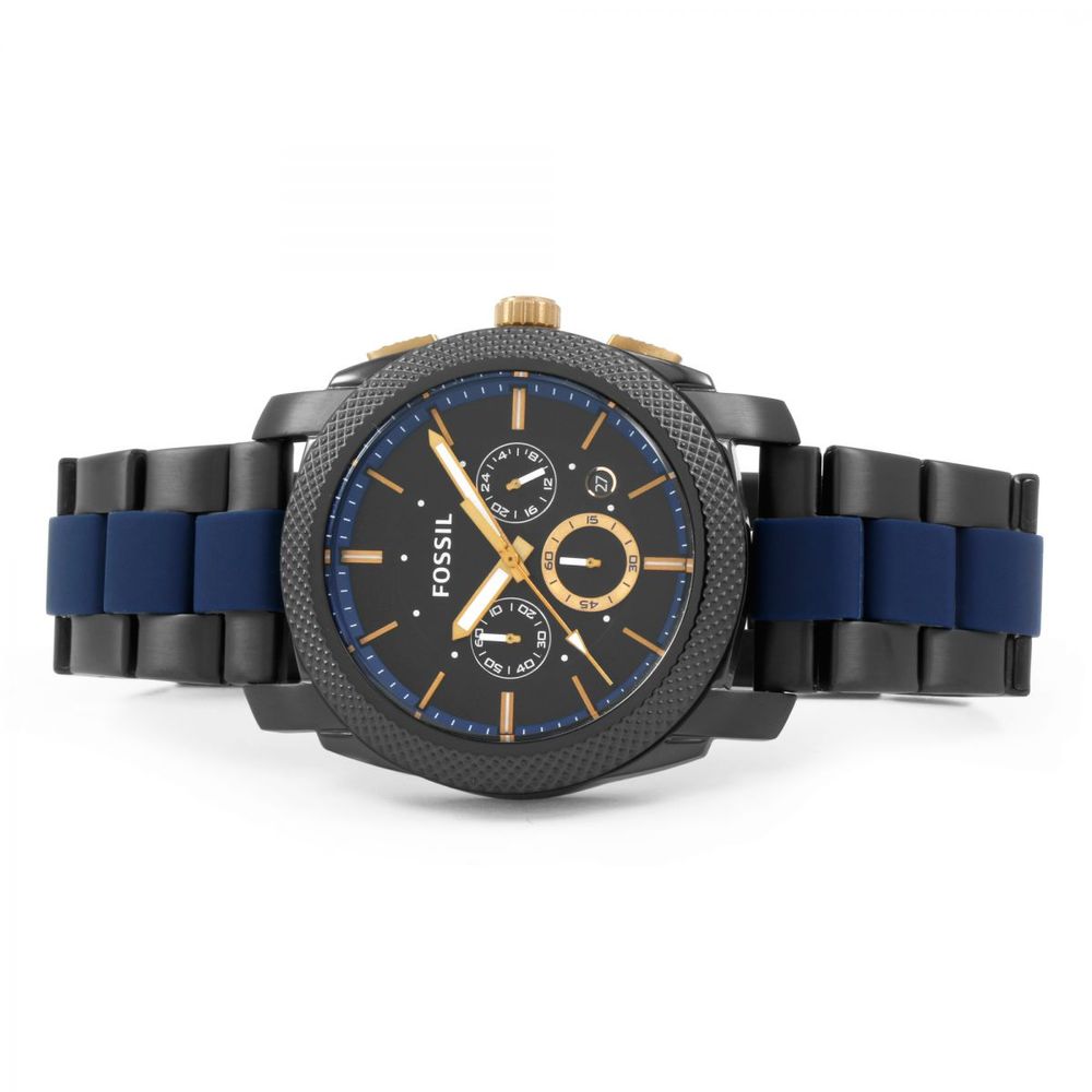 Fossil Machine Chronograph Black Dial Two Tone Steel Strap Watch for Men - FS5164 Watches Fossil   