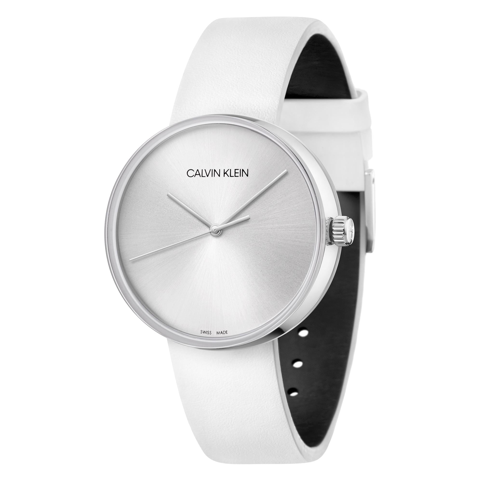 Calvin Klein Full Moon White Dial White Leather Strap Watch for Women - K8Y231L6 Watches Calvin Klein   