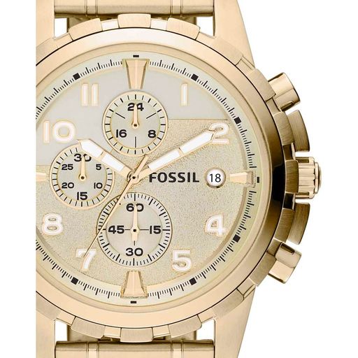 Fossil Dean Chronograph Champagne Dial Gold Steel Strap Watch for Men - FS4867 Watches Fossil   