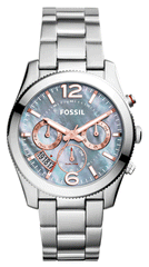 Fossil Perfect Boyfriend Blue Mother of Pearl Dial Silver Steel Strap Watch for Women - ES3880 Watches Fossil   