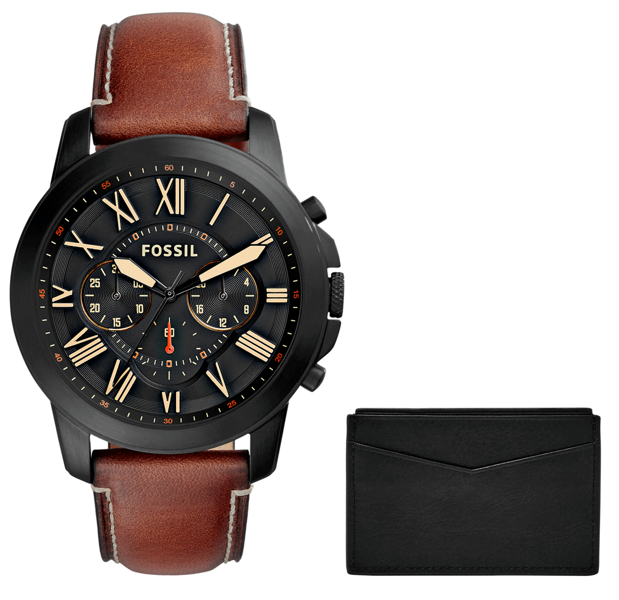 Fossil Grant Chronograph Black Dial Brown Leather Strap Watch for Men - FS5241 Watches Fossil   