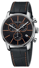 Calvin Klein City Chronograph Black Dial Black Leather Strap Watch for Men - K2G271C1 Watches Calvin Klein   