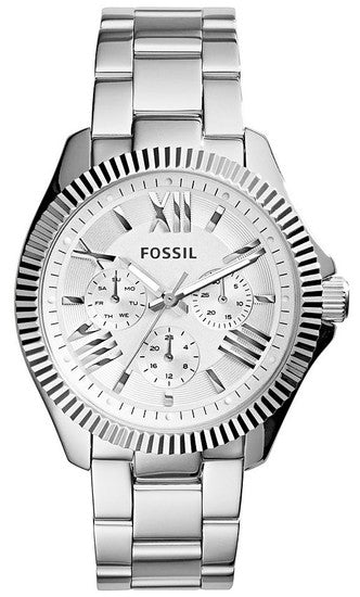 Fossil Cecile Multifunction Silver Dial Silver Steel Strap Watch for Women - AM4509 Watches Fossil   