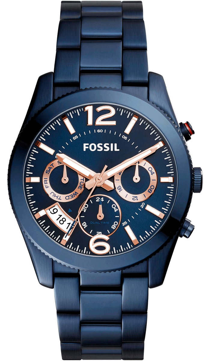 Fossil Perfect Boyfriend Multifunction Blue Dial Blue Steel Strap Watch for Women - ES4093 Watches Fossil   