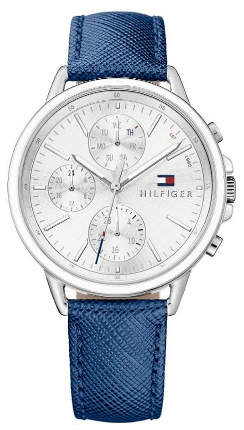 Tommy Hilfiger Carly Silver Dial Blue Leather Strap Watch for Women - 1781791 Watches Tommy Hilfiger   